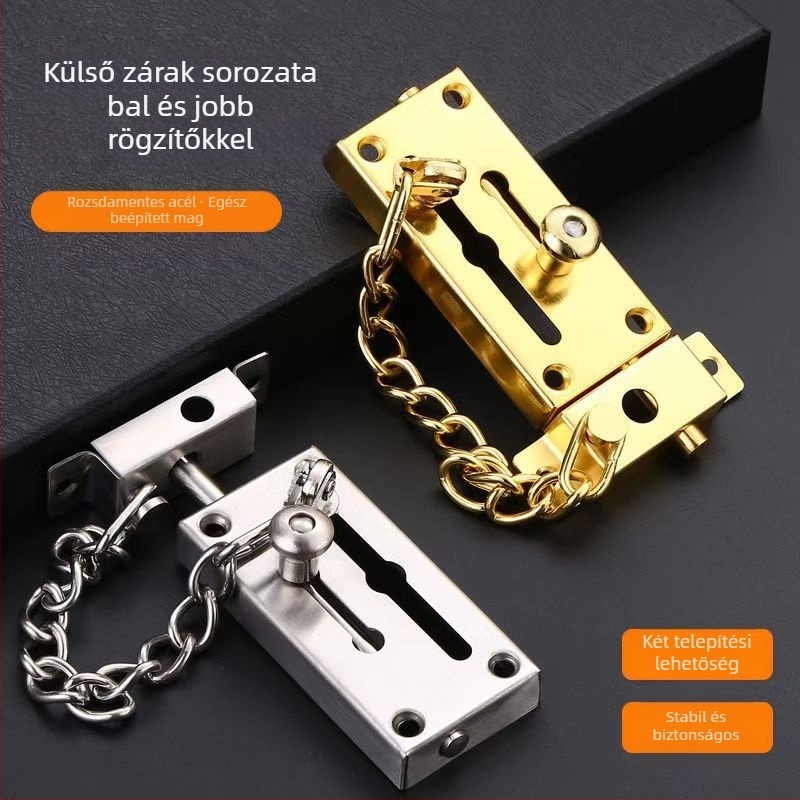 Latch with lock ajtózár, felületre szerelt, rozsdamentes acél, betörés elleni, modern minimális dizájn