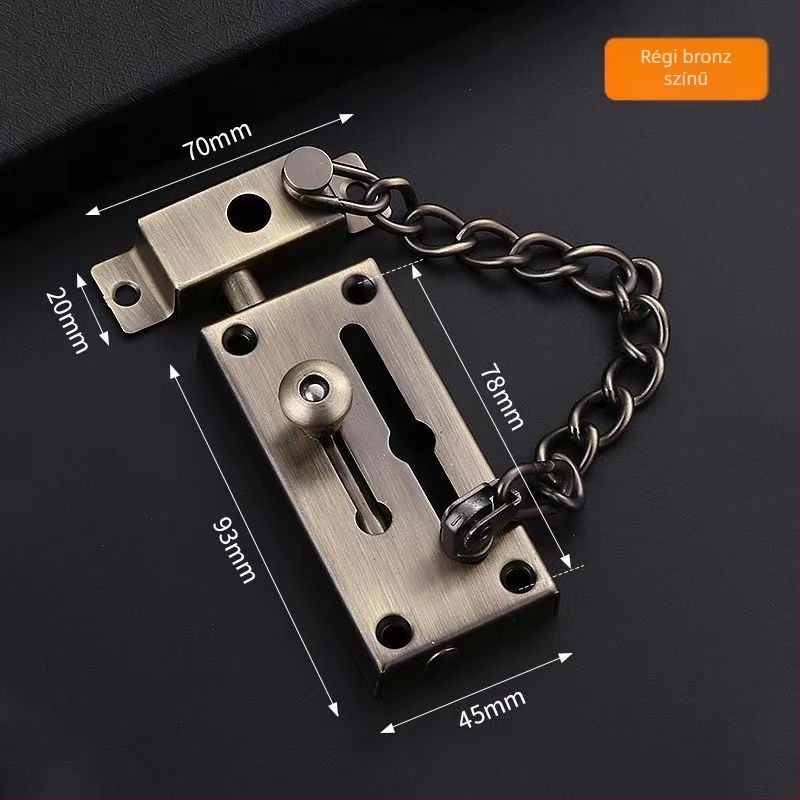 Latch with lock ajtózár, felületre szerelt, rozsdamentes acél, betörés elleni, modern minimális dizájn