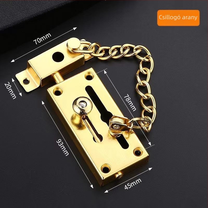 Latch with lock ajtózár, felületre szerelt, rozsdamentes acél, betörés elleni, modern minimális dizájn