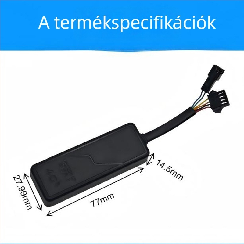 Jármű GPS nyomkövető 4G kapcsolattal, SOS gomb, BeiDou navigáció, beépített antenna, 9-90V DC tápegység