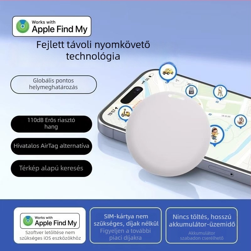GPS nyomkövető gyermekeknek és háziállatoknak kulcstartóval — Apple iOS kompatibilis; 220 mAh; hatótáv 50 m; súly 15 g; PC anyag