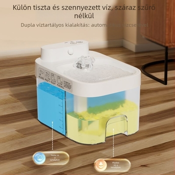 Állatbarát vízforrás hőmérséklet-szabályozással, macskák és kutyák számára, automatikus vízadagolás, levehető, könnyen tisztítható