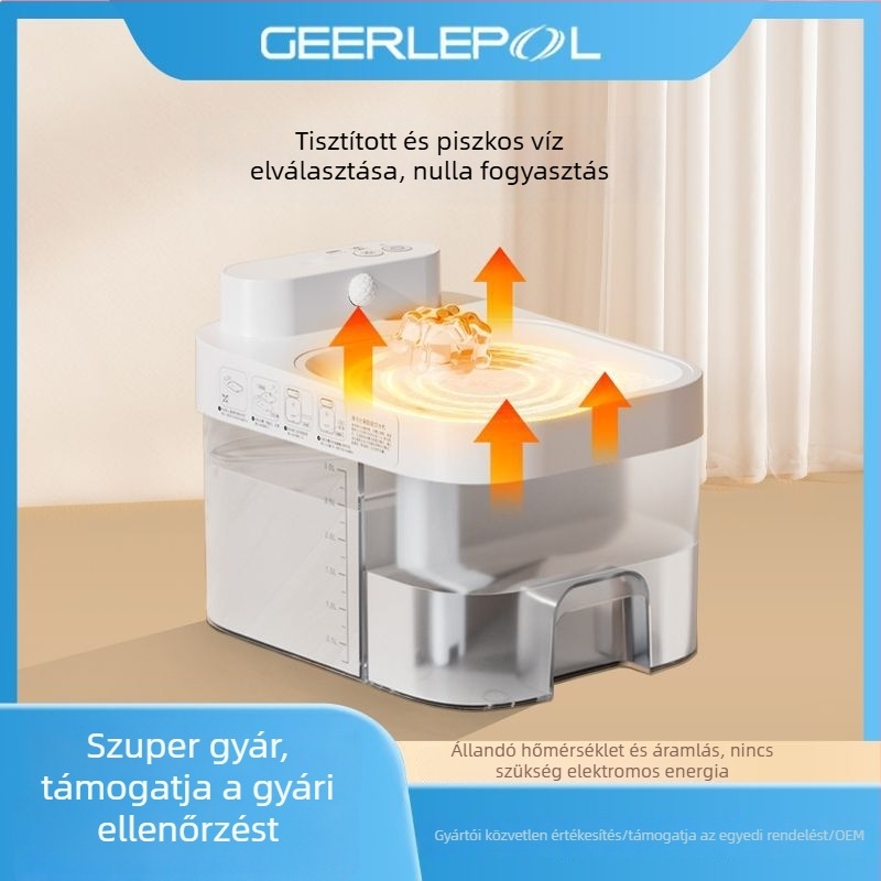 Állatbarát vízforrás hőmérséklet-szabályozással, macskák és kutyák számára, automatikus vízadagolás, levehető, könnyen tisztítható