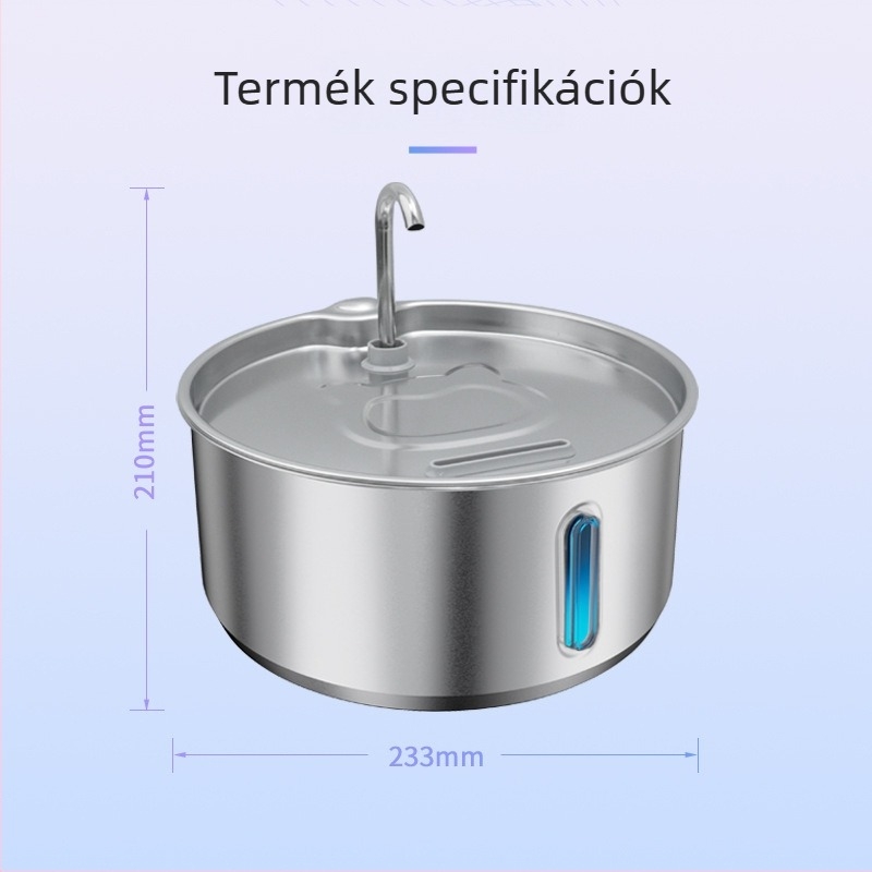 4L rozsdamentes acélból készült háziállat itató macskáknak és kutyáknak, körkörös friss víz, intelligens itató