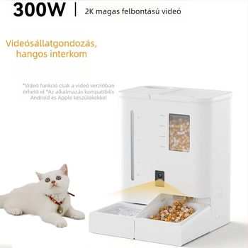 All-in-One háziállat víz- és ételfeladó készülék kamerával, App-vezérléssel, leszerelhető dizájnnal, kutyáknak és macskáknak