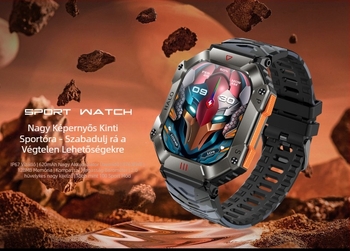 Okosóra iránytűvel, magasságmérővel, vérnyomásméréssel, Bluetooth hívásokkal és AMOLED négyszögletes kijelzővel