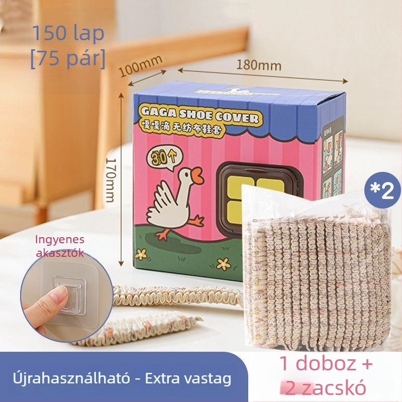 Egyszer használatos beltéri cipővédők, dobozos csomagolású, nemszőtt anyagból, vízálló, csúszásmentes és kopásálló, kihúzható dizájnnal
