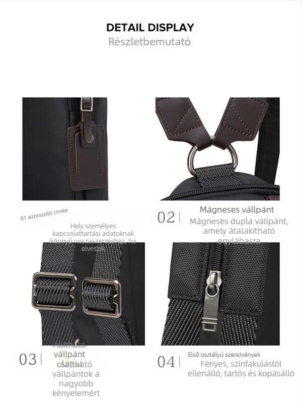 Férfi mellkas táska – nylon, vízálló, városi minimalist stílus, poliészter bélés