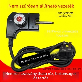 Koreai stílusú hőmérséklet-szabályozó kapcsoló és tápkábel elektromos forróedényekhez, grillhez, serpenyőkhöz és palacsintás serpenyőkhöz – többfunkciós kiegészítő (Model 1)