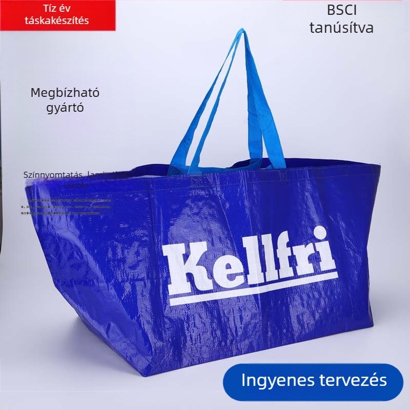 Kézzel szőtt táska, PP szövött anyag, vastagság 100–180, teherbírás 20, cipzárral