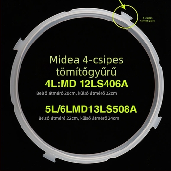 Midea elektromos nyomásfőzőhöz tömítőgyűrű, 4L–6L, gumiból, alkalmas sütő/serpenyő és rizsfőző számára, hőálló