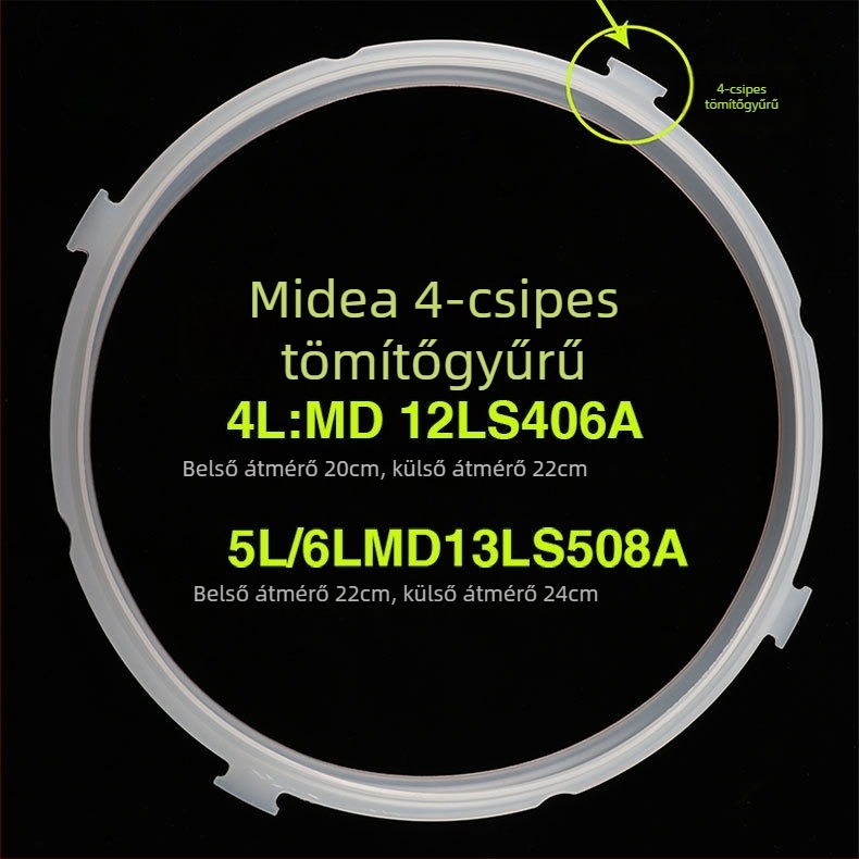 Midea elektromos nyomásfőzőhöz tömítőgyűrű, 4L–6L, gumiból, alkalmas sütő/serpenyő és rizsfőző számára, hőálló
