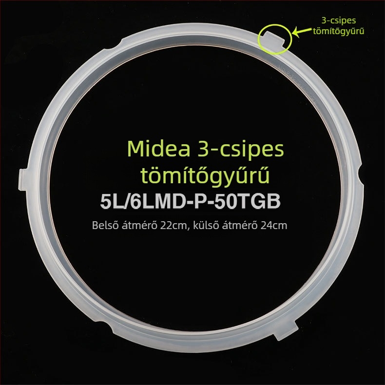 Midea elektromos nyomásfőzőhöz tömítőgyűrű, 4L–6L, gumiból, alkalmas sütő/serpenyő és rizsfőző számára, hőálló