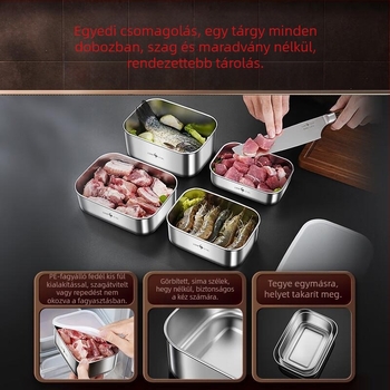 316L rozsdamentes acélból készült ételtároló, téglalap alakú, 500 ml, mikrohullámú sütő kompatibilis, fagyasztó funkció
