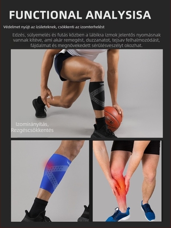 Vádlivédő mandzsetta, kompressziós, légáteresztő, csúszásmentes (Nylon; vádli; foci, futás, hegymászás)