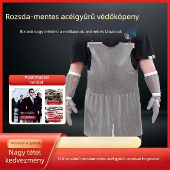Rozsdamentes acél gyűrűs kötény acéldrótból, védő anti-cut kötény húsfeldolgozásra, márka Yuna