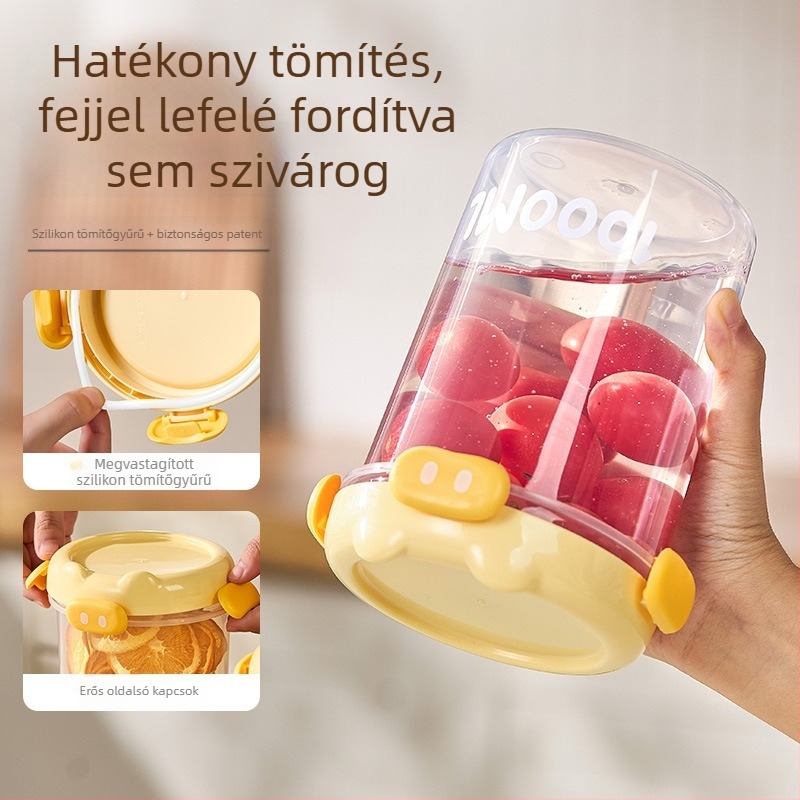 Négyzet alakú műanyag konyhai tároló edény zárható tetővel, gabonák, tea, rizs és liszt tárolására.
