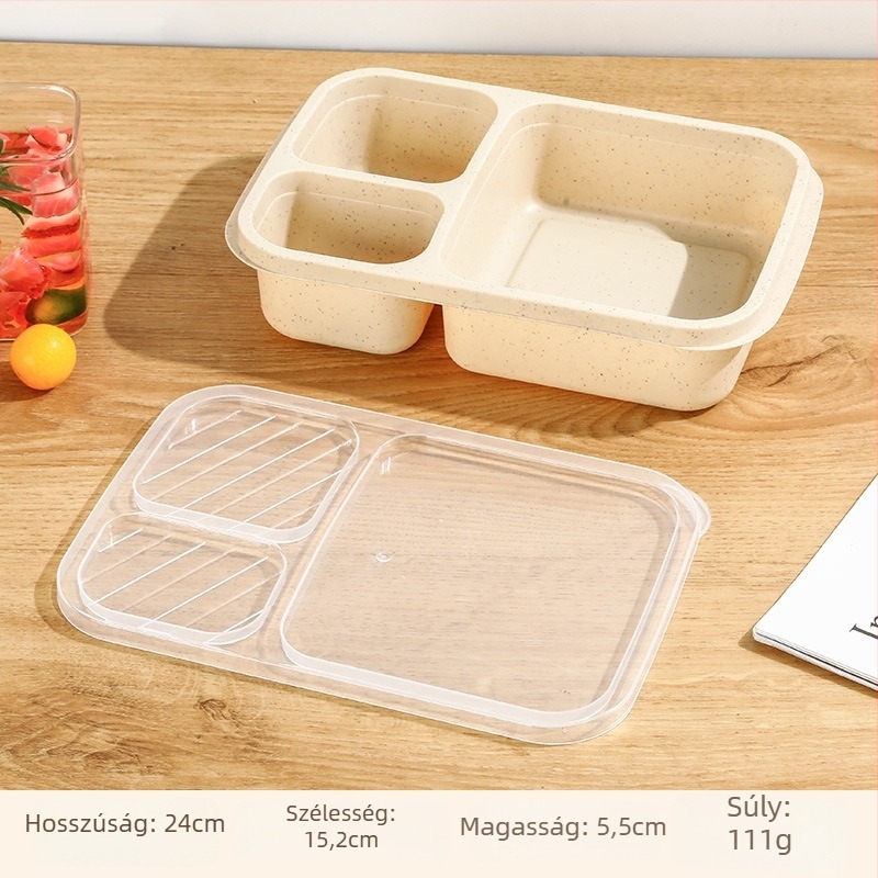 Ebéddoboz, műanyag, négyzetes, 1–2 l kapacitás, egyrétegű, mikrosütőben nem használható