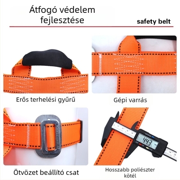 Hárpontos biztonsági öv magasban végzett munkához, poliészter öv és poliészter kötél, testreszabható kötélhossz, Xin qifa