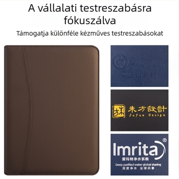 Bőr A4 többfunkciós irodai mappa nagy kapacitással, A4 rögzítés, A4-es papírhoz, márka Longe/Langjie, modell LG-1521-5