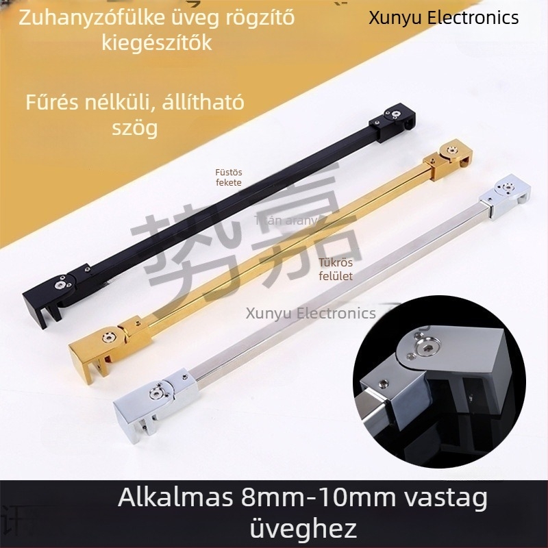 Zuhanyzószoba üveg rögzítő hardver – rozsdamentes acél, fúrás nélküli telepítés, válaszfal csatlakozó, tartókeret