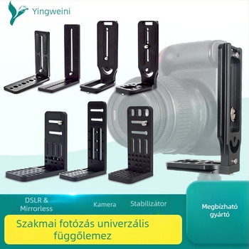 Kamera gyorskioldó tábla, L-típusú, univerzális DSLR és tükröző kamera számára, alumíniumötvözet, teher 2-5 kg, tömeg 0,128 kg