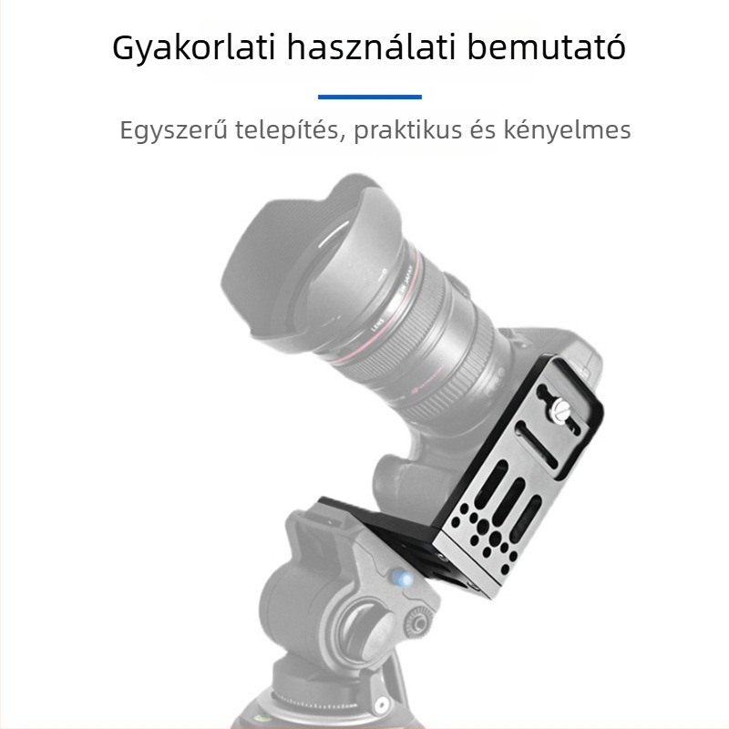 Kamera gyorskioldó tábla, L-típusú, univerzális DSLR és tükröző kamera számára, alumíniumötvözet, teher 2-5 kg, tömeg 0,128 kg
