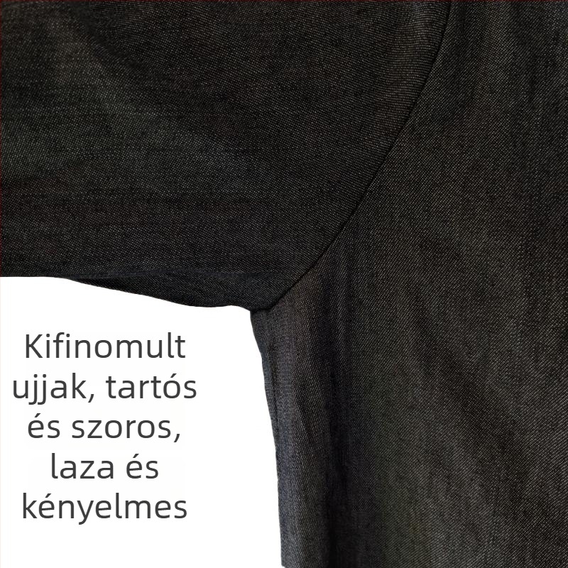 Denim hosszú ujjú védőköpeny, bő szabású munkaruha tároláshoz és tenyésztéshez, porálló