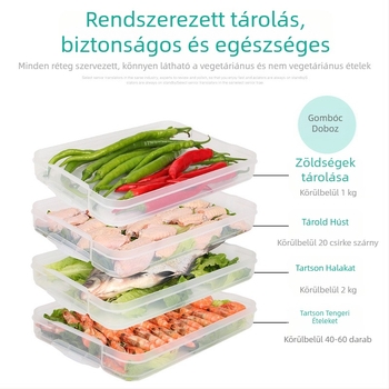 Gyoza tároló doboz fagyasztáshoz zárt fedéllel – élelmiszer-minőségű PP5, Xin Chi márka, egyszerű és modern dizájn Base+Lid