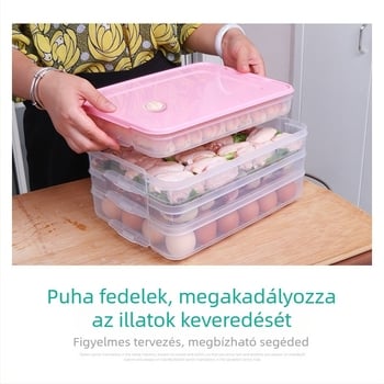 Gyoza tároló doboz fagyasztáshoz zárt fedéllel – élelmiszer-minőségű PP5, Xin Chi márka, egyszerű és modern dizájn Base+Lid
