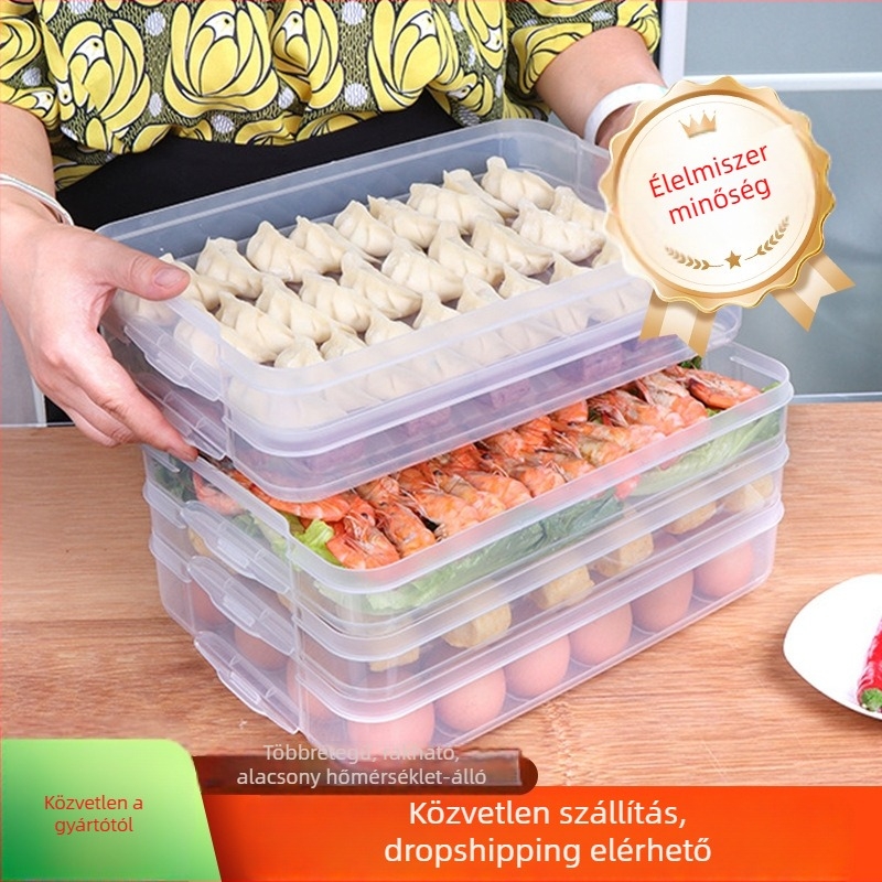 Gyoza tároló doboz fagyasztáshoz zárt fedéllel – élelmiszer-minőségű PP5, Xin Chi márka, egyszerű és modern dizájn Base+Lid