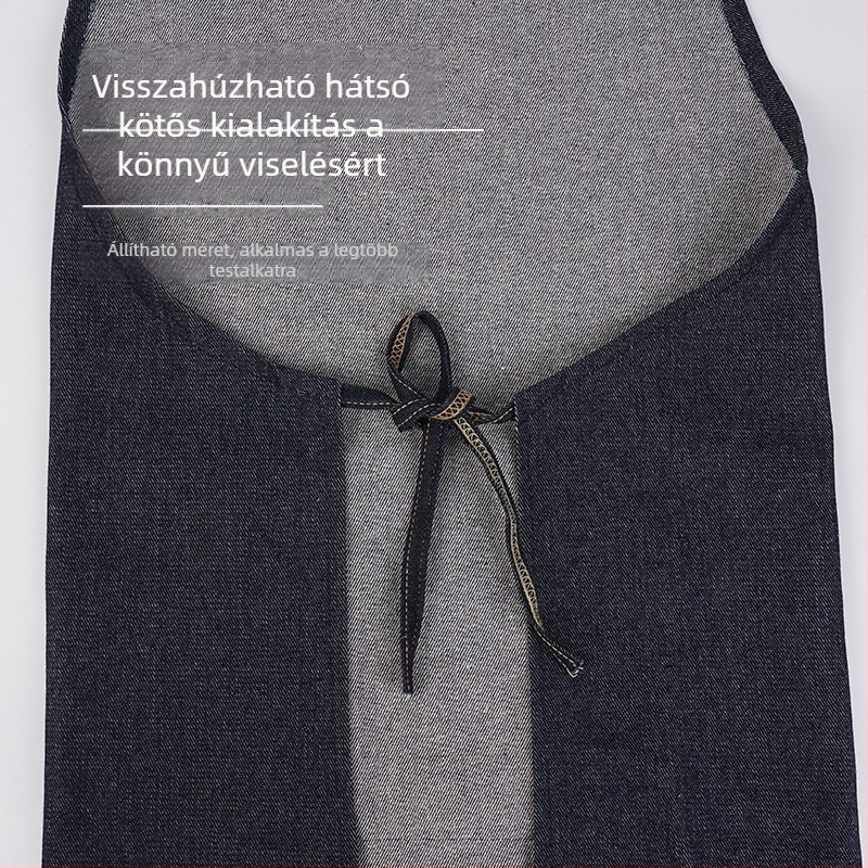 Felnőtt denim munkaruha kötény, nehéz, kopásálló, alkalmas hegesztéshez, vágáshoz, csiszoláshoz