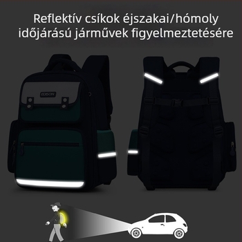 Általános Iskolás Hátizsák gerincvédővel, tömegcsökkentő dizájnnal, fényvisszaverő csíkokkal, nagy kapacitású, vízálló