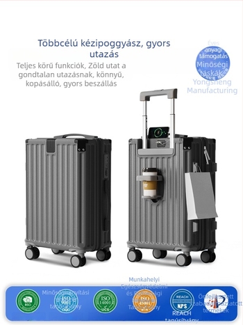 Uniszex utazóbőrönd ABS+PC, USB-port, anti-theft védelem, 360° görgők