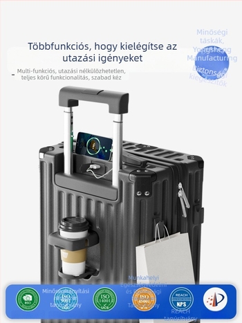 Uniszex utazóbőrönd ABS+PC, USB-port, anti-theft védelem, 360° görgők