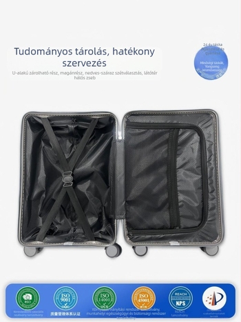 Uniszex utazóbőrönd ABS+PC, USB-port, anti-theft védelem, 360° görgők
