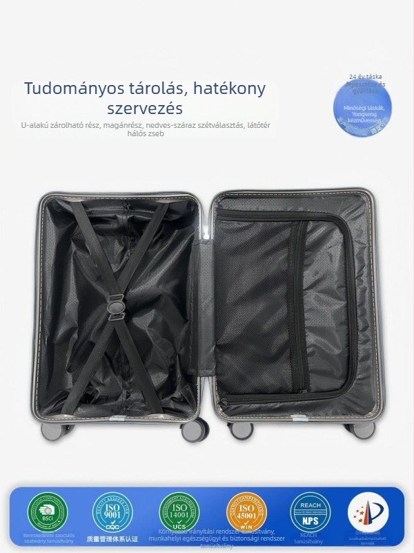 Uniszex utazóbőrönd ABS+PC, USB-port, anti-theft védelem, 360° görgők