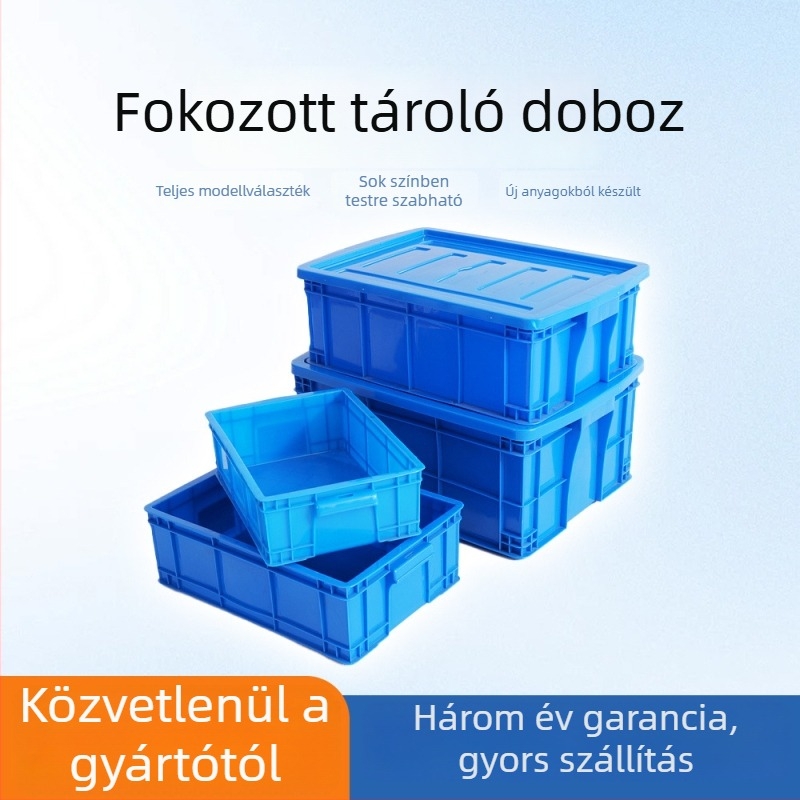 HDPE megerősített műanyag turnover doboz fedéllel, vízálló és korrózióálló, falvastagság 1.5–2.0 mm, teherbírás 5–50