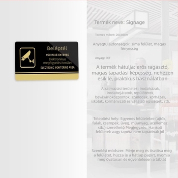 Beltéri és kültéri bolti megfigyelési figyelmeztető tábla, kamerákkal kompatibilis, lopás elleni védelem