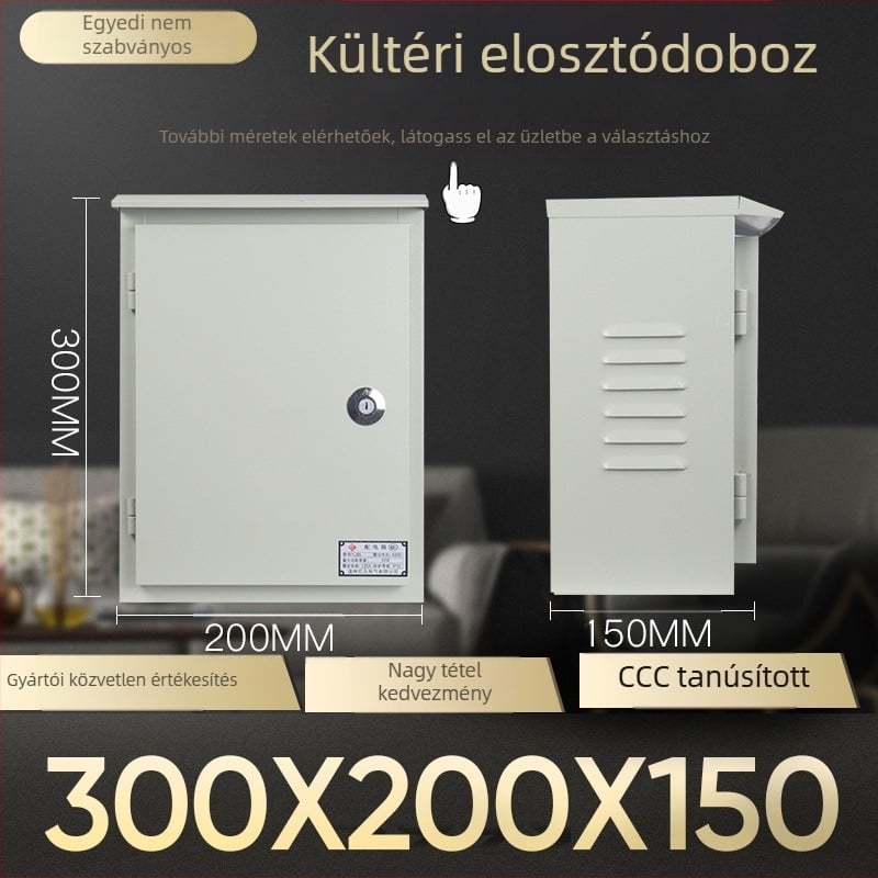 Kültéri vízálló mérő- és elosztó doboz, felületre szerelt, burkolat hidegen hengerelt acéllemez, IP30