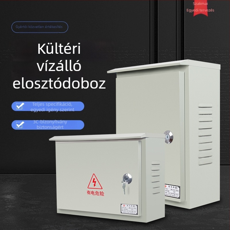 Kültéri vízálló mérő- és elosztó doboz, felületre szerelt, burkolat hidegen hengerelt acéllemez, IP30