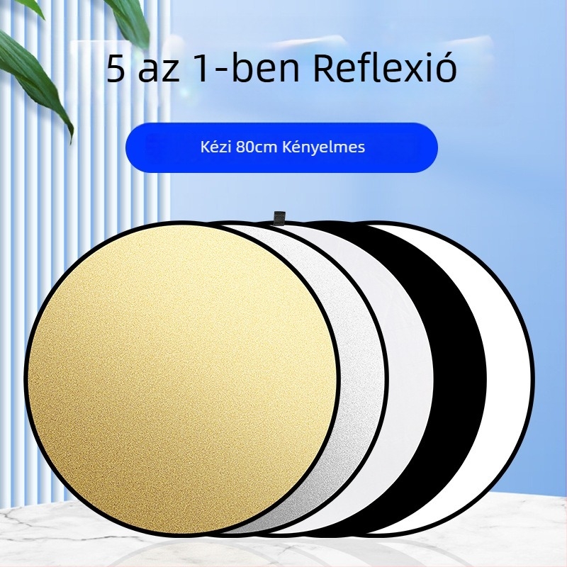 Fotóreflektor, öt‑in‑egy kör alakú összecsukható, beltéri és kültéri használatra, modell Combination, súly 0,2 kg