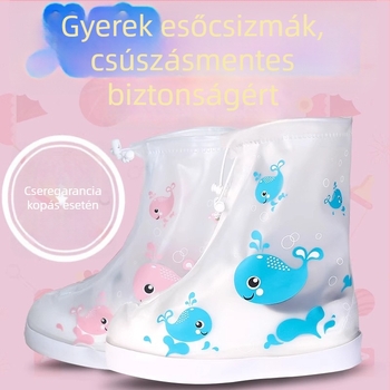 Gyerekeknek szánt esővédő cipőfedők PVC-ből, csúszásmentes, megerősített kopásállóságú, hordozható és többször használható