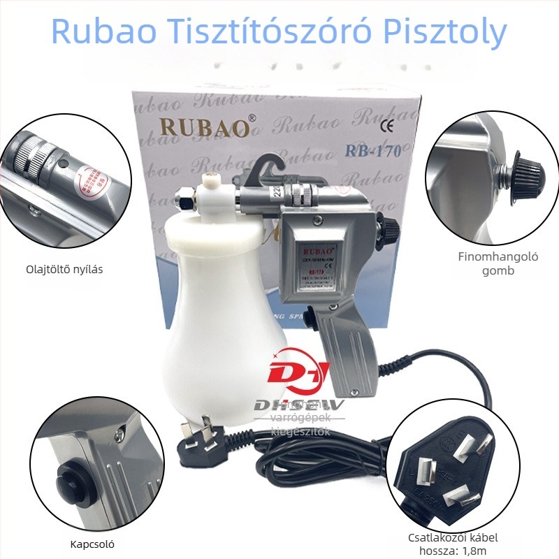 RB-170 dezinficáló permetezőpisztoly ötvözet testtel, 40 W, permetezési távolság 1000 mm