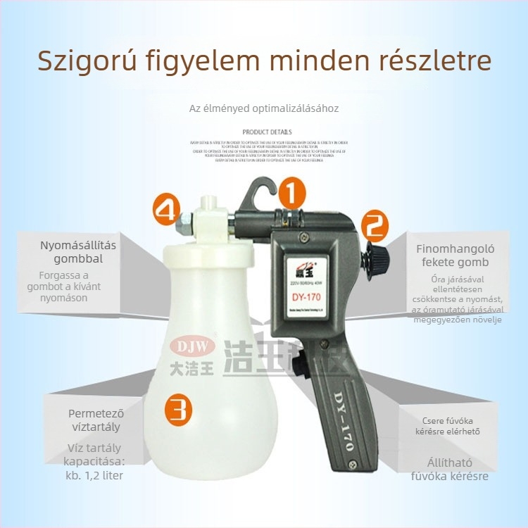 Dezinfekciós permetezőpisztoly ruházathoz, fém test, 40W, modell 170