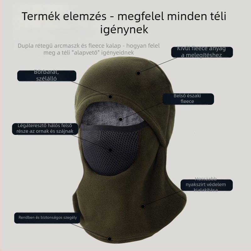 Camouflager kerékpáros maszk, poliészter anyag, uniszex dizájn, termékkód Zrjrwz