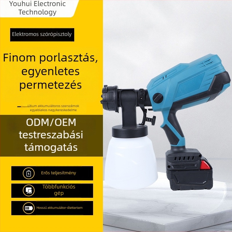 Magas atomizációjú elektromos festékszóró latex festékhez – kompakt lítium-akkumulátoros permetezőgép