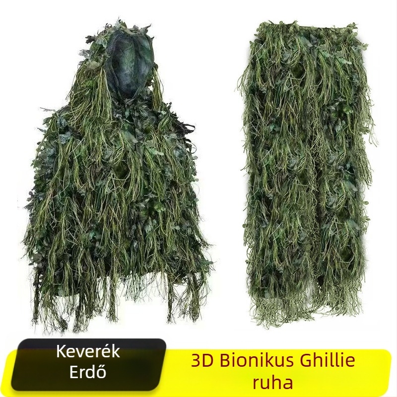 3D-s dzsungel ghillie ruha levél- és szőrmés részletekkel vadászathoz