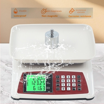 ACS-30 elektronikus mérleg széles kijelzővel, 30 kg mérési tartomány, elektronikus mérés, akkumulátor vagy hálózati töltő, multifunkcionális