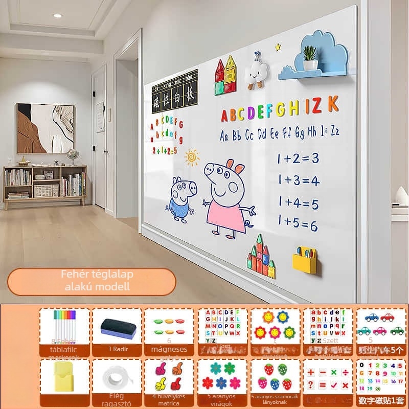 Gyerekeknek szóló egyrészes fehér tábla a falra - PET keret, PET panel, Little ruishi, Specifikáció 1